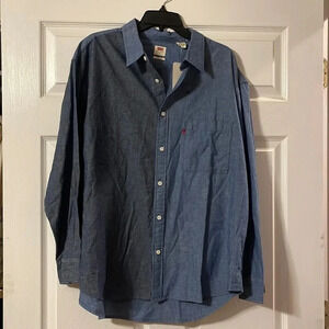 LEVIS Men's Oversized Two-Tone Denim L/S Shirt Blue Denim Size L NWT